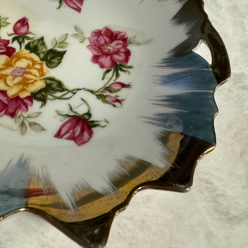 Trimont Ware Floral Gold Trim Hand Painted Bowl Trinket Coffee Table DishVintage - Picture 9 of 10